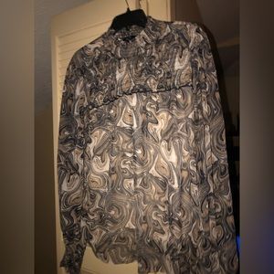 HAVER London print shirt- sheer cover with liner underneath XL